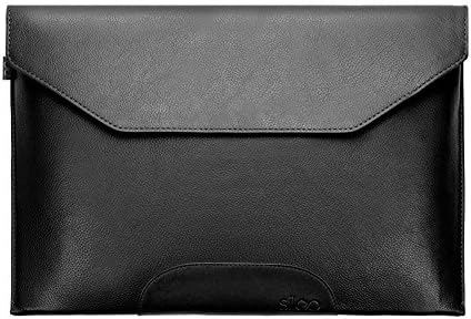 SILEO® 15-15.6 Inch Premium Laptop Sleeve THEO for Macbook Pro Air Dell XPS etc. - Genuine Leather with Lifetime Warranty - Case Bag Cover in Black & Black