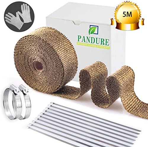 バンテージ a W新作送料無料 高品質グラスファイバー製 耐熱温度1600 バイクや自動車のマフラーに対応 薪ストーブの煙突対策に 結束バンド付 5m ゴールド