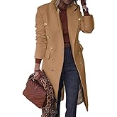 IDEALSANXUN Long Wool Coats for Women Fall Winter Trench Coat Double Breasted Dressy Jackets