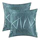 CaliTime Pack of 2 Throw Pillow Covers Cases for Couch Sofa Home Decor Modern Triangles Abstract Lines Geometric 18 X 18 Inches Teal