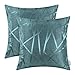 Pack of 2 CaliTime Throw Pillow Covers Cases for Couch Sofa Home Decor, Modern Triangles Abstract Lines Geometric, 18 X 18 Inches, Teal