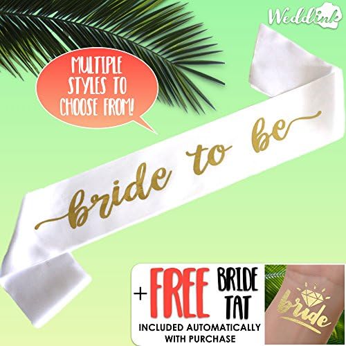 Bachelorette Sash, bride to be sash - White with Gold Foil Lettering - Bride Tribe, bridal party, bride, hens party, bachelorette party favors, team bride, hen do (White Sash: Bride-to-Be)