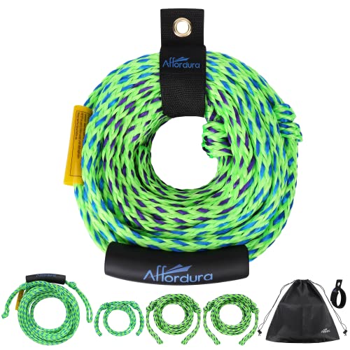 Affordura Tow Rope for Tubing 4 Sections Boat Tow Rope Tube Ropes for