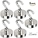 JSbro Strong Neodymium Heavy Duty Magnetic Silver Hooks set of 5 40 lbs. ea. Vertically multi-purpose