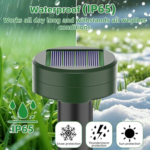 Ahuyentador de Ratas 4 Piezas, Repelente Ratas Ultrasonido Exterior, Ahuyentador de Topos y Ratones Solar, IP65 Impermeable, Anti Topos, Serpientes, Ratones