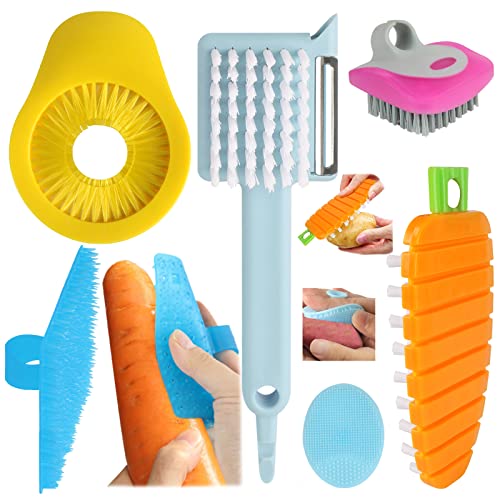 6 Piece Vegetable Brush Fruit Vegetable Brush, Plastic Veggie Brushes