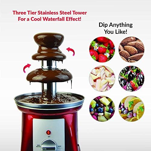 Gadgy Fontaine à Fondue au Chocolat à Trois Étages 90 Watts | Hauteur de 31,5 cm avec Tour en Acier Inoxydable | Capacité de 750 Grammes | Look Rétro | Pour les Fêtes d’Anniversaire et les Mariages - Cuisine A Vivre Gadgy Fontaine à Fondue au Chocolat à Trois Étages 90 Watts | Hauteur de 31,5 cm avec Tour en Acier Inoxydable | Capacité de 750 Grammes | Look Rétro | Pour les Fêtes d’Anniversaire et les Mariages