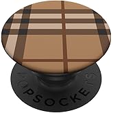 Brown And Tan Striped Plaid Pattern Design For PopSockets Adhesive PopGrip