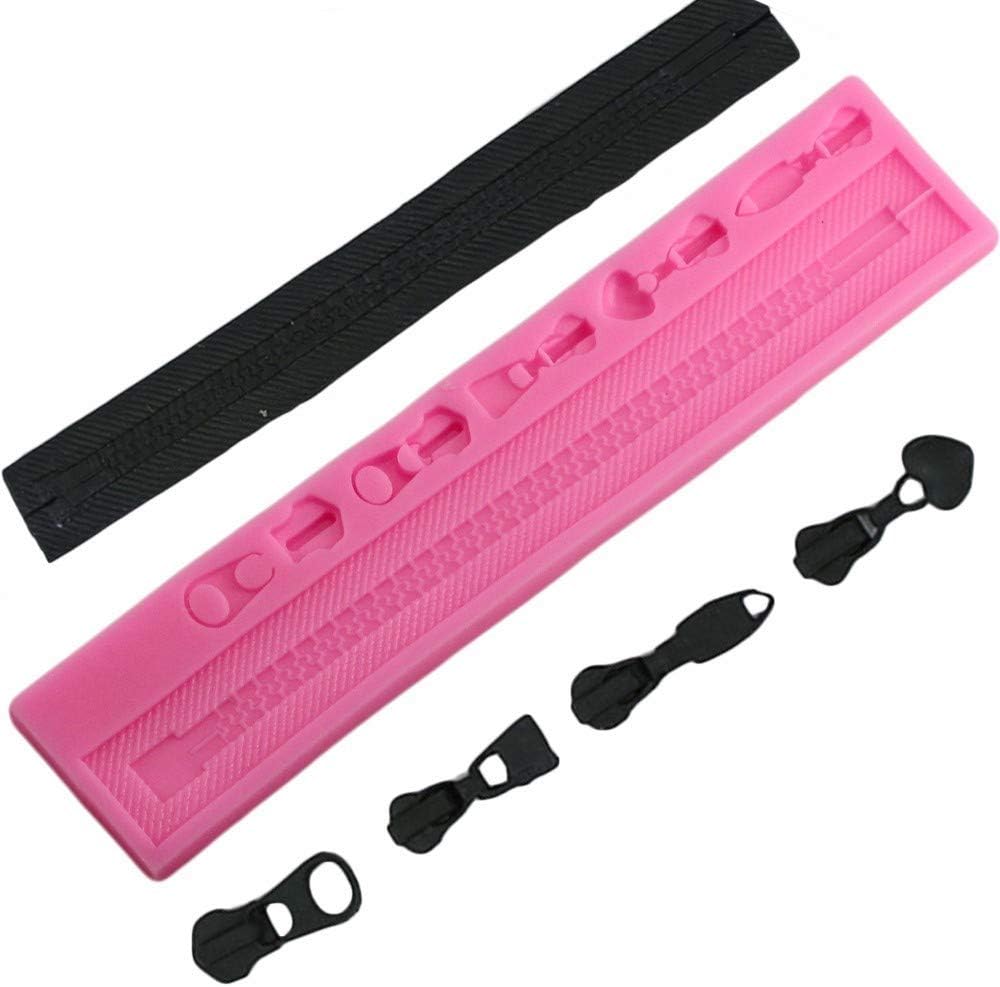 1pc Clothes Zipper Chain Silicone Mold for DIY Cupcake Cake Topper Decoration Fondant Mold Pudding Ice Cube Handmade Ice Cream Crystal Soap Mould Candy Jelly Shots Chocolate Desserts Gum Paste