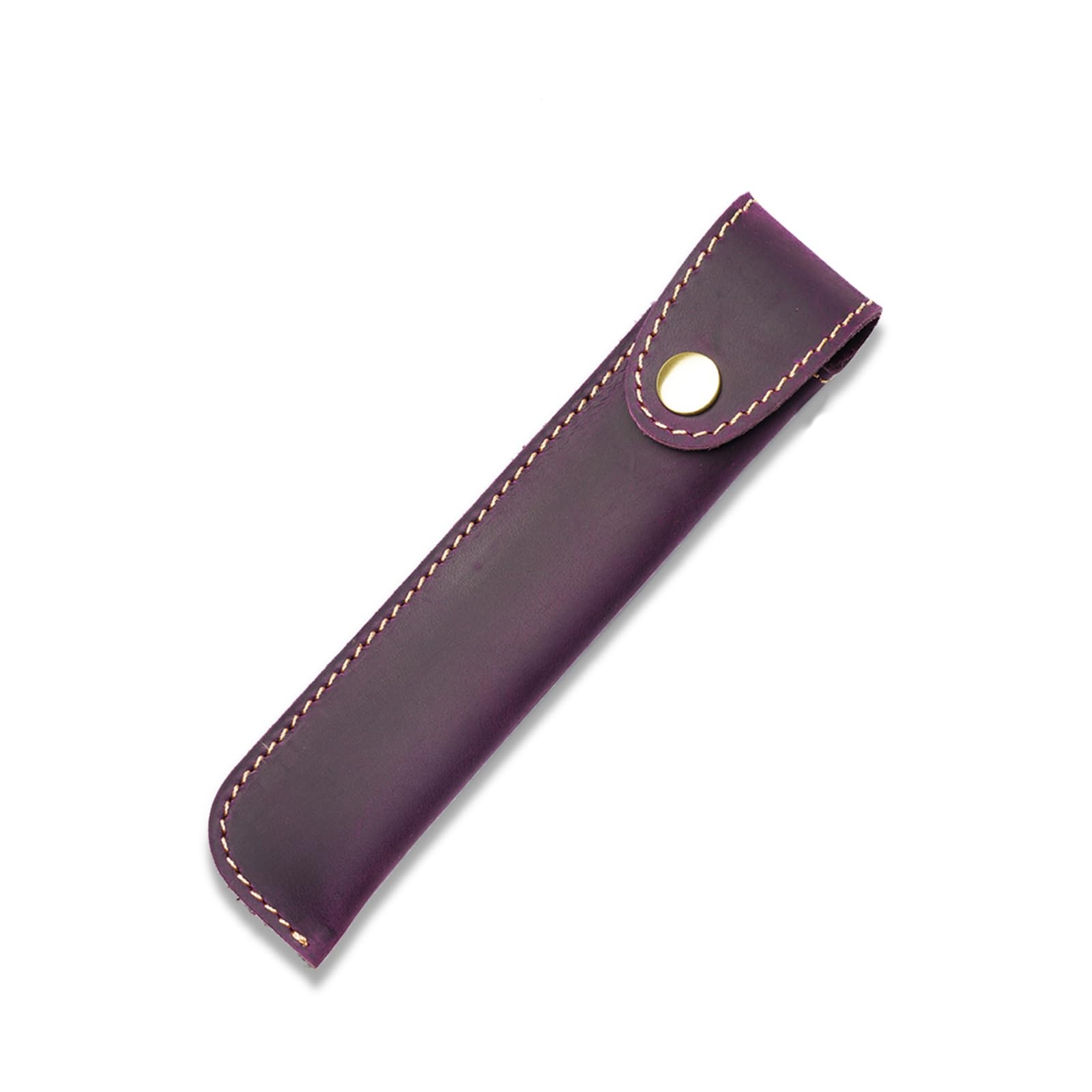 Kaizuca Leather Pen Case Holder, Protective Pen Case, Fountain Pen Holder Case, with Metal Button, Genuine Leather Handmade, Portable, for Stylus Touch Pen, Ballpoint Pen, Pencils (Purple)