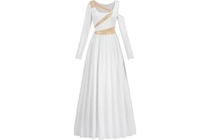 LTAKK Praise Dance Dresses for Women Worship Dance Dress Liturgical Dancewear White Praise Dress