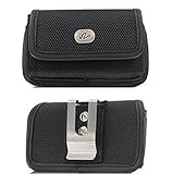 Horizontal Black Heavy Duty Strong Rugged Canvas Holster Case Pouch with Belt Clip for CAT Caterpillar B15