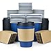 Glowcoast Disposable Coffee Cups With Lids - 12 oz To Go Coffee Cup (90 Pack). Travel Cups Hold Shape With Hot Drinks, No Leaks! Paper Cups with Insulated Sleeves Protect Fingers!