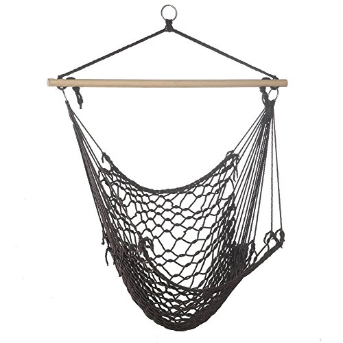 Espresso Cotton Rope Porch Swing Chair Hammock