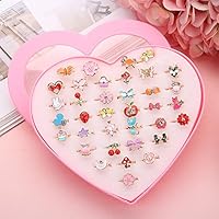 HUIFEIDEYU 36pcs Korean Alloy Cartoon Style Children Kids Ring Age Above 3 Years and Upper