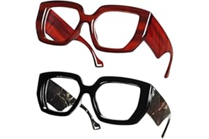 Laemzinv Oversized Square Blue Light Glasses for Women, Large Thick Frame Big Reading Eyewear for Computer and Gaming LA022