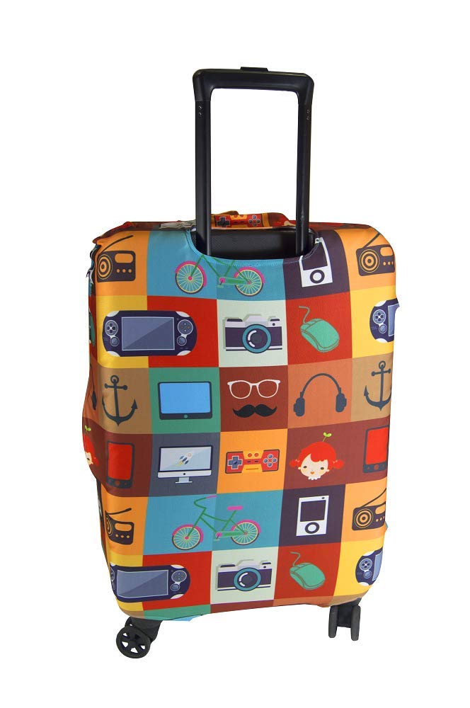 Jocca 8912GC Checked Suitcase Cover, Large, 20% Elastane-80% Polyester, Multicoloured, One Size
