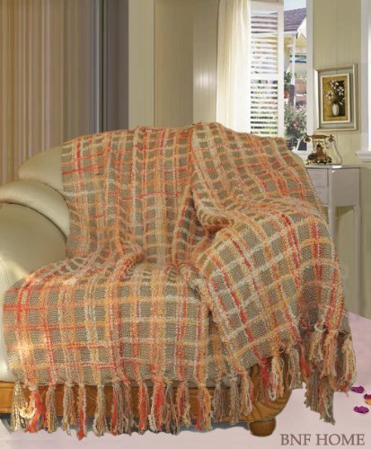 Boon multi-color chenille couch throw blanket, 50"…