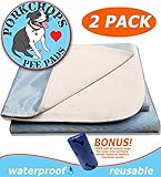 PORKCHOP'S Washable Pee Pads for Dogs, Reusable Pet Pee Pads, (2) PACK LARGE 23x36 Reusable Pee Pads for Dogs, Puppy Pads, Machine Washable, Waterproof, Incontinence, Quality 4 Layer Protection