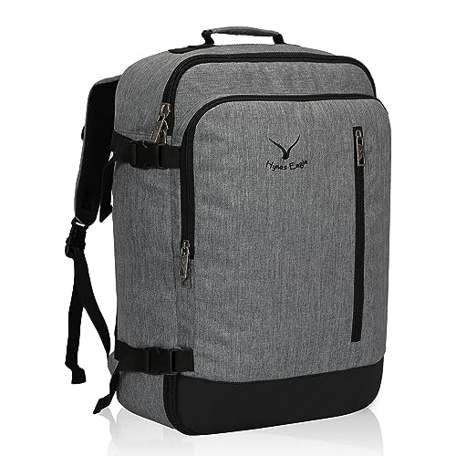 Hynes Eagle Carry on Backpack 38L Large Travel Backpack for Women Flight Approved Weekender Bag Laptop Backpack Men 15 inches Black Grey 2023