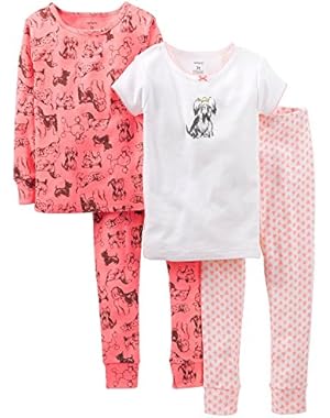 Baby Girls' 4 Piece PJ Pajama Set (Baby) (12 months, Pink)