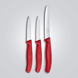 Victorinox Swiss Classic Gemüsemesser-Set, 3-tlg., Gemüsemesser Wellenschliff 8 cm, Gemüsemesser 8 cm, Tomatenmesser 11 cm