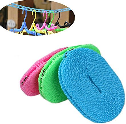 Clotheslines 16FT/5m Portable Windproof Adjustable Clothesline for Outdoor Indoor Home Travel Drying（Pack of 3）