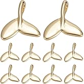 CRAFTYMELODY 18K Gold Fishtail Charms 10Pcs Brass Marine Whale Tail Pendants Dolphin Tail Charms 9.7x9x3mm with Loop for Jewelry Making Accessory Supplies Necklace Dangle Earrings DIY Crafts