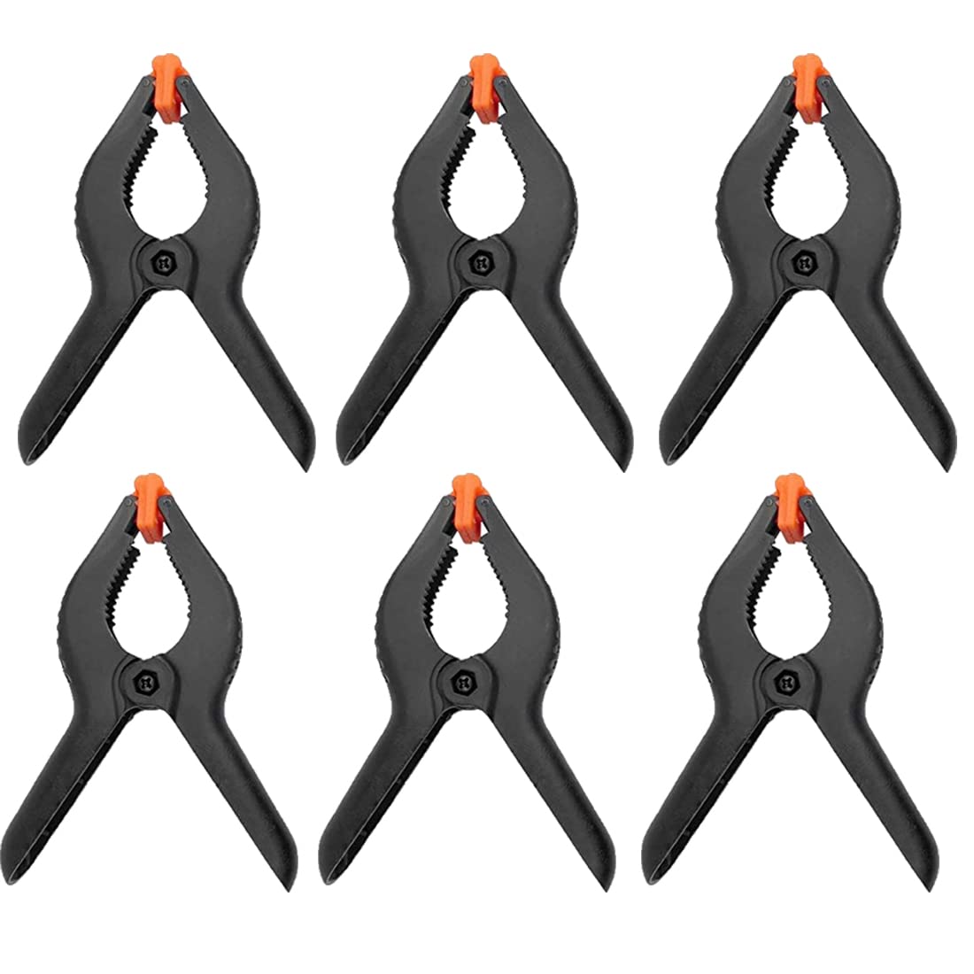 iPEAK Spring Clamp 6 Inch Heavy Duty Plastic Spring Muslin Clamps with Moveable Jaws Hard Grip Clips for Photography Studio Wood Work Artwork (6 Pcs)