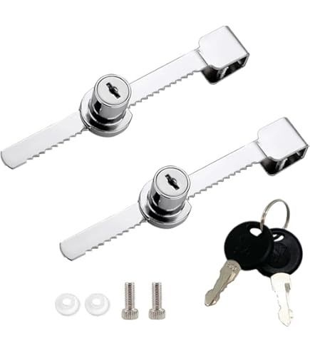 TDK-7 Stick-On Showcase Lock With Key #61 - Adhesive Mount Sliding Glass Lock