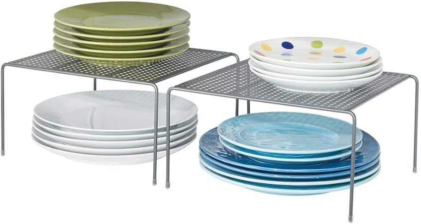 mDesign Juego de 2 estantes de cocina platos alimentos Soportes para