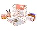 PAG Rose Gold Office Supplies 5 in 1 Desk Organizer Set - Hanging File Organizer, File Tray, Letter Sorter, Pencil Holder and Sticky Note Holder
