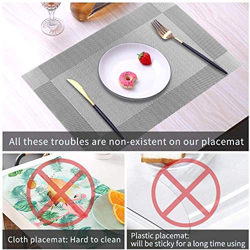Placemats Set of 4, HeatResistant Woven Vinyl Placemat, NonSlip Washable PVC Table Mat, Easy