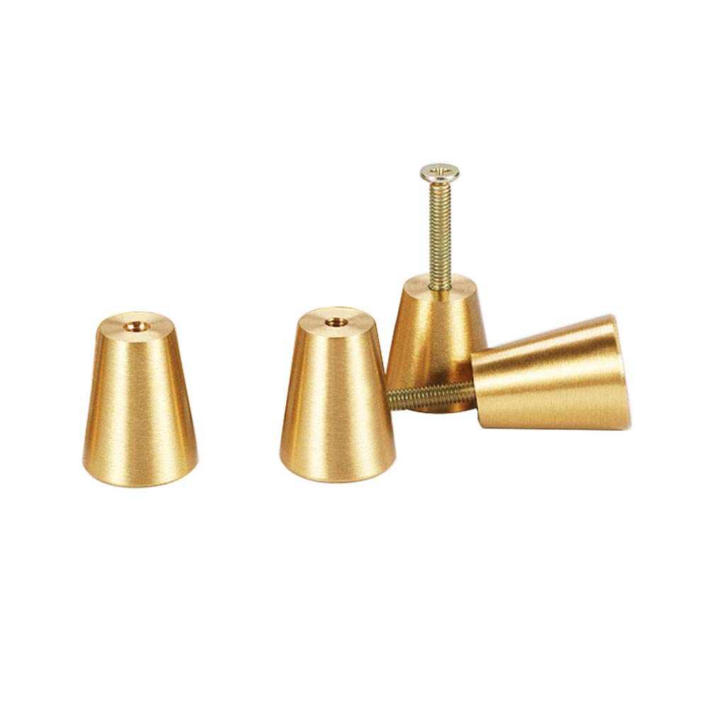 iHomestyle Circular Truncated Cone Shape Heavy Duty Solid Brass Gold Decorative Cabinet Knobs Pure Copper Kitchen Hardware Cupboard Drawer Handle Dresser Pull Set of (4 Brass Gold)