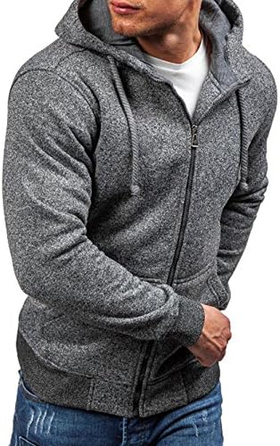 TANGHY Men Casual Slim Hoodies Mens Zipper Slim Hoodies Pullover Dark Gray XL Fit