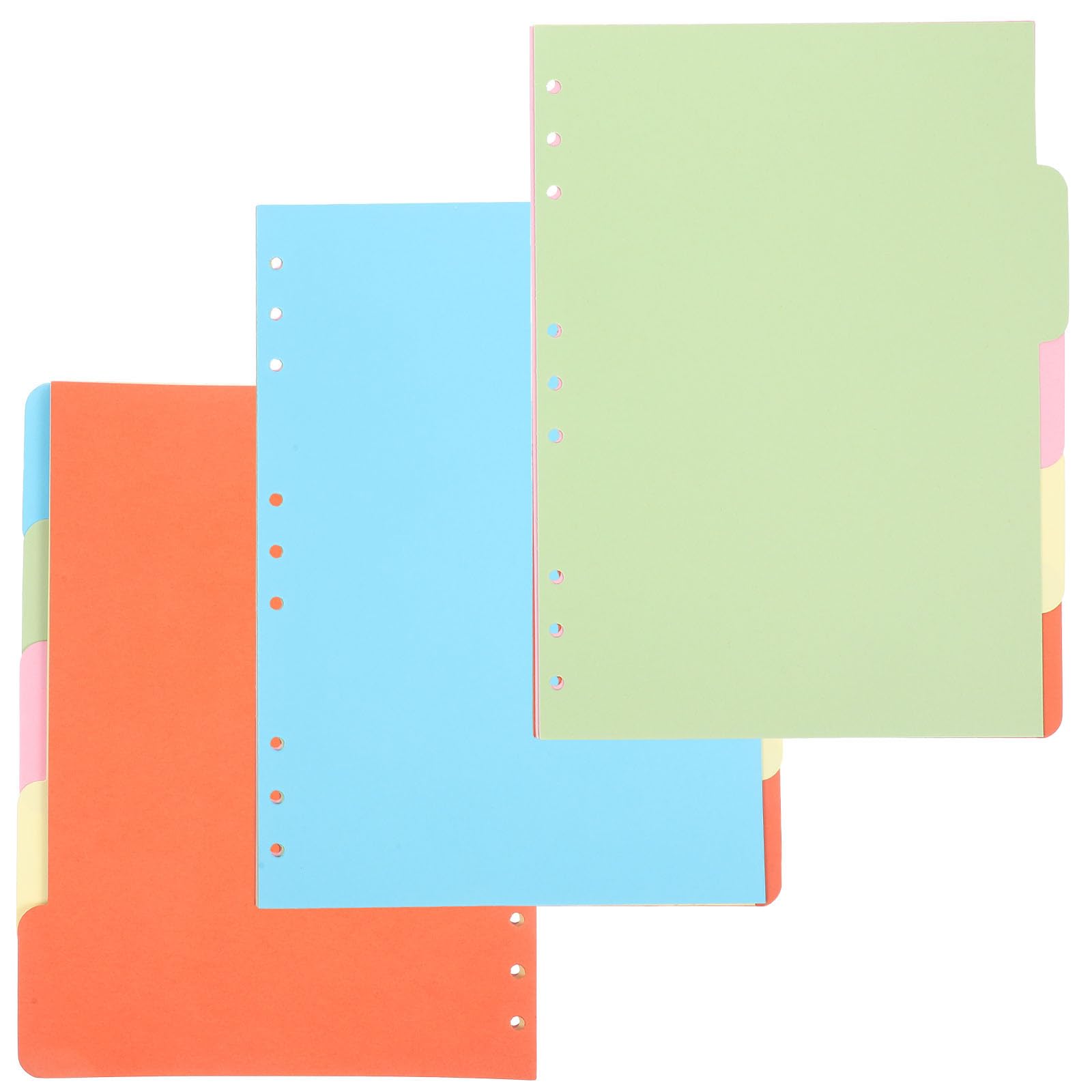 Operitacx B5 Binder Dividers 3 Sets Colored 6-Hole Separator Page Index Paper for Notebook Organizing and Quick Reference in Office or School