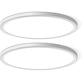 WKONCLDY Two Pack 4700lm LED Flush Mount Ceiling Light, Super Slim 16 inch 5000K LED Ceiling Light for Bedroom, Living Room, Dining Room (White)