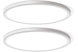 WKONCLDY Two Pack 4700lm LED Flush Mount Ceiling Light, Super Slim 16 inch 5000K LED Ceiling Light for Bedroom, Living Room, Dining Room (White)