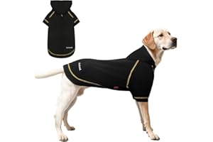 Kickred Basic Dog Hoodie Sweatshirts, Pet Clothes Hoodies Sweater with Hat and Leash Hole, Soft Cotton Outfit Coat for Large Medium Small Dogs, Black (XX-Large)