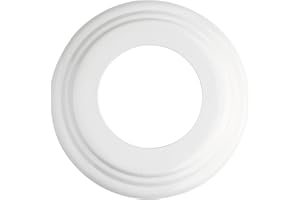 The Can Converter Ceiling Medallion for Recessed Can Light – Home Improvement Decorative Steel Beveled Goof Ring & Cover Plate for 5" & 6" Cans, Small Ceiling Medallion for Chandeliers, White