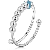 Vito 925 Sterling Silver Fidget Anxiety Ring for Women, Adjustable Open Spinner Ring Stress Relief Ring Stacking Band Anillos Jewelry Gift for Mom Daughter