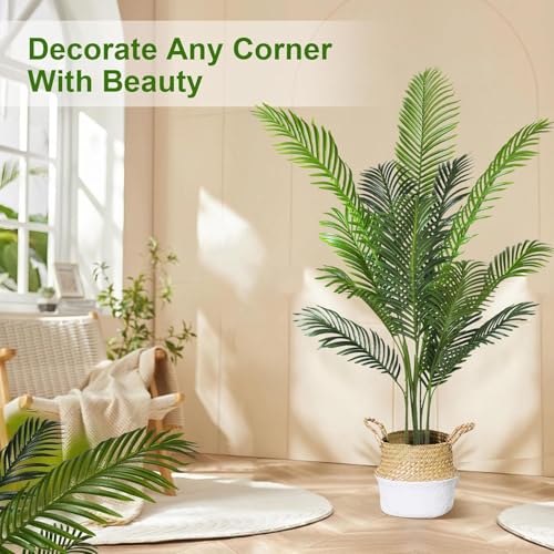 SKY-TOUCH Artificial Tree Fake Plants: 135cm Areca Palm Fake Trees Faux Plants Indoor Realistic Plants for Office Home Room Store Decor