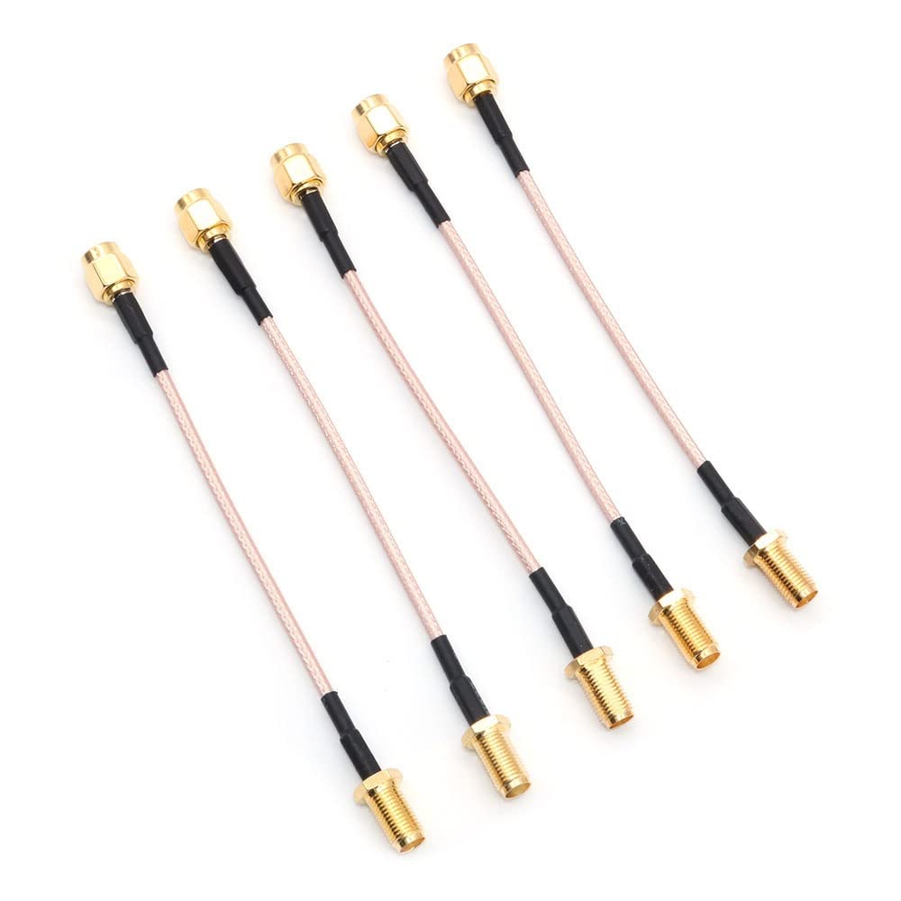 DollaTek 5PCS SMA RG178 Coax Connector WiFi Antenna Extension Kit - Low Loss FPV Cable Male To Female 10CM