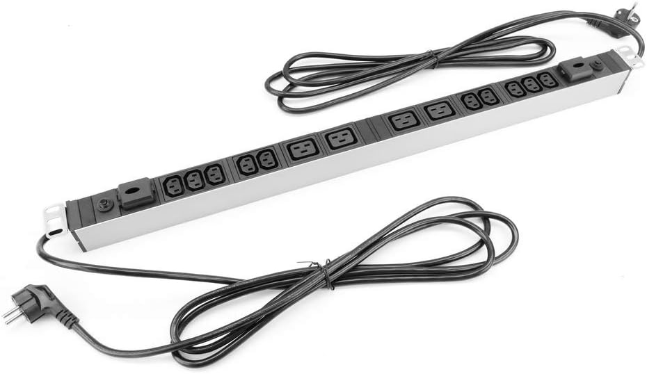 PDU strip 10 C13 and 4 C19 way for rack 19'' with switch and 2 electrical wires