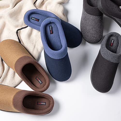 homeideas men's woolen fabric memory foam house slippers