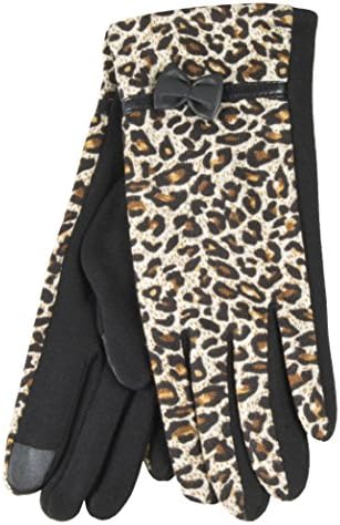 True Gear North Women's Winter Fashion Wildcat Animal Print Touch Gloves (Brown Leopard Print)