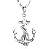 KZX Anchor Necklace for Women Men 925 Sterling Silver North Star Necklace Pendant Anchor Necklace Hypoallergenic Nautical Jewelry Gift for Wife Mother Friends Birthday Graduation