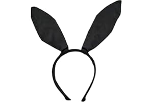 FRCOLOR Black Bunny Ear Headband Polyester Satin Halloween Rabbit Ears Hair Band for Party, Easter, Halloween, Cosplay, Costume Accessory