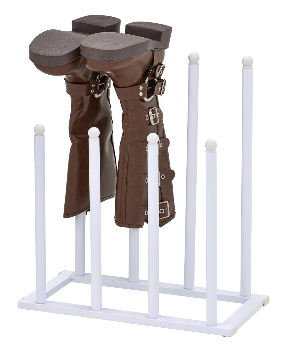 Pristine White Boot Rack For Wellys, Shoes & Boots - Holds 4 Pairs of Wellies & Boots.