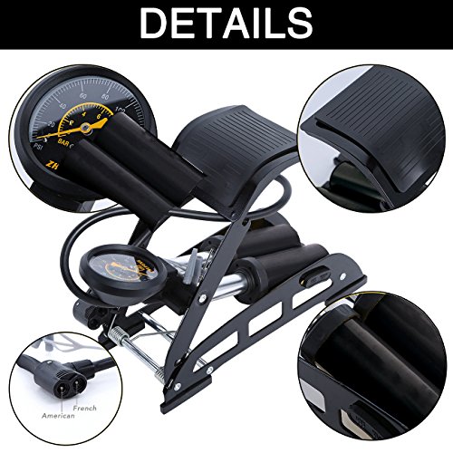 Baabyoo Bike Pumps Bicycle Floor Pumps Bike Tire Bump Double Barrel with Accurate Gauge High Pressure Pedal Inflator 150psi/200psi for Bicycles Cars Tractors Toys Balls Inflatable(Color is Random)